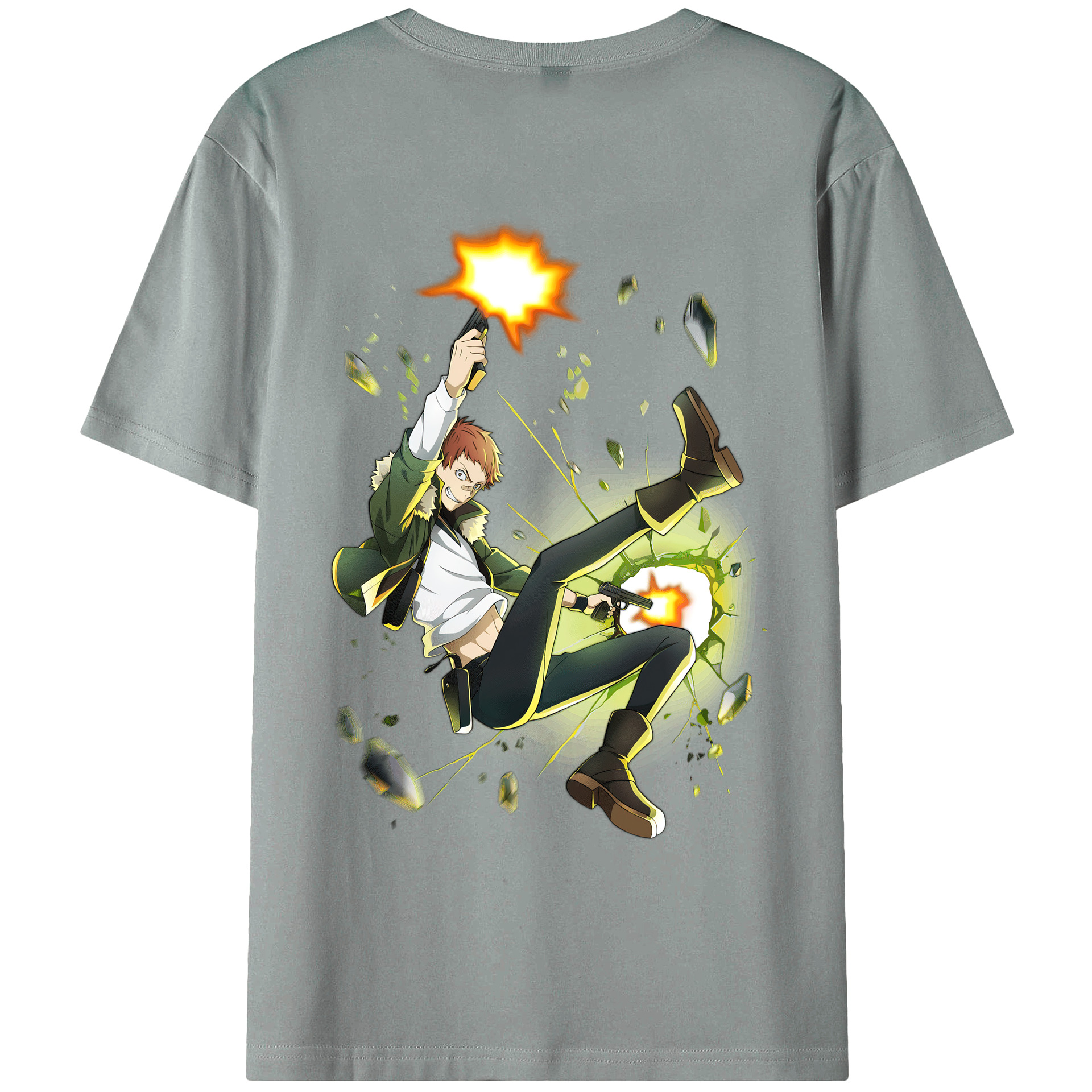 （画像用） 文豪ストレイドッグス Bungo Stray Dogs 綿100％ メンズ半袖Tシャツ（バックプリント） 通気性
